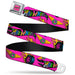 HOT WHEELS Classic Flame Logo Full Color Pink/Black/Multi Color Seatbelt Belt - HOT WHEELS Logo and Parts Collage Pink/Black/Multi Color Webbing Seatbelt Belts Mattel   