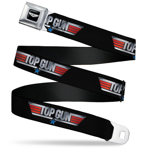 TOP GUN Title Logo Full Color Black/White Seatbelt Belt - TOP GUN Title Logo Black/Silver/Red/Blue Webbing Seatbelt Belts Paramount Pictures   