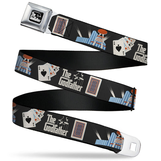 THE GODFATHER Title Logo Full Color Black/White Seatbelt Belt - THE GODFATHER Title Logo and Casino Icons Black Webbing Seatbelt Belts Paramount Pictures   