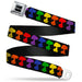 PEANUTS Title Logo Full Color Black/White Seatbelt Belt - Peanuts Snoopy Silhoutte Pose Black/Rainbow Multi Color Webbing Seatbelt Belts Peanuts Worldwide LLC   