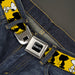 PEANUTS Title Logo Full Color Black/White Seatbelt Belt - Peanuts Snoopy Walking/Silhouette Pose Yellow/Black/White Webbing Seatbelt Belts Peanuts Worldwide LLC   