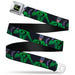 THE RIDDLER Title Log Full Color Black/Green Seatbelt Belt - DC Batman Villain The Riddler Pose Turns Black Webbing Seatbelt Belts DC Comics