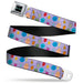 RICK AND MORTY Text Logo Full Color Black/Blue Seatbelt Belt - Rick and Morty Colorful Faces Collage Lavender Webbing Seatbelt Belts Rick and Morty   