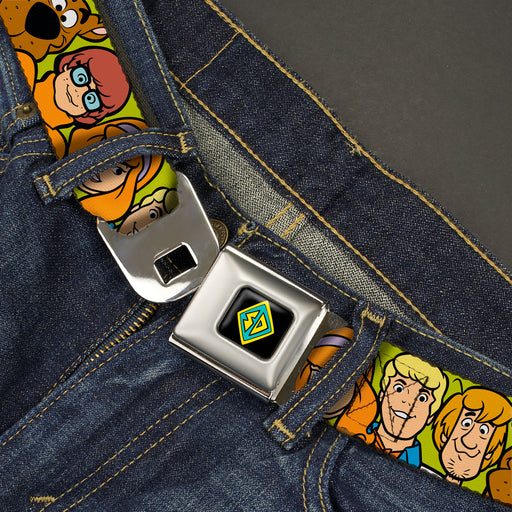 SD Dog Tag Full Color Black/Yellow/Blue Seatbelt Belt - Scooby Doo Character Faces Close-Up Green Webbing Seatbelt Belts Scooby Doo   