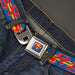 Superman Full Color Blue Seatbelt Belt - Superman Chained Shield Logo Flip Blue/Red/Yellow Webbing Seatbelt Belts DC Comics