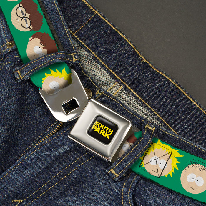 SOUTH PARK Title Logo Full Color Black/Yellow Seatbelt Belt - South Park Kids Faces Green Webbing Seatbelt Belts Comedy Central   