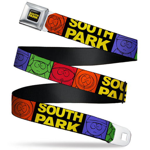 SOUTH PARK Title Logo Full Color Black/Yellow Seatbelt Belt - SOUTH PARK Boys Face Drawing and Title Logo Color Block Multi Color Webbing Seatbelt Belts Comedy Central   