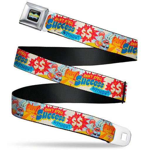 SpongeBob SquarePants Logo Full Color Black/Blues Seatbelt Belt - SpongeBob SquarePants Mr. Krab Krusty Krab SUCCCE$$ Collage Ivory/Multi Color Webbing Seatbelt Belts Nickelodeon