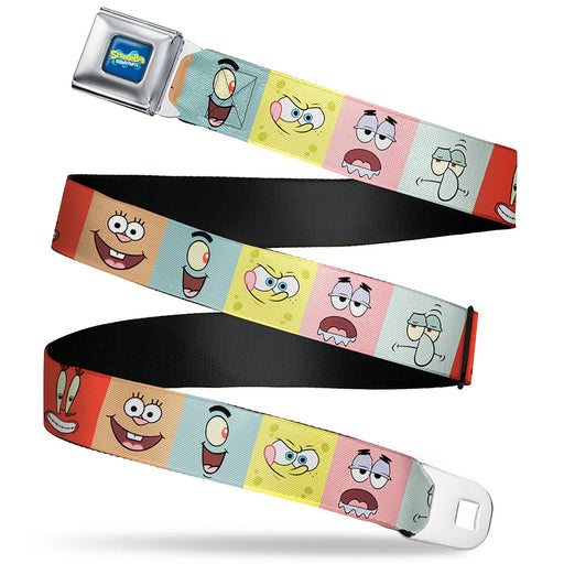 SpongeBob SquarePants Logo Full Color Blues Seatbelt Belt - SpongeBob SquarePants and Friends Expression Blocks Multi Color Webbing Seatbelt Belts Nickelodeon   