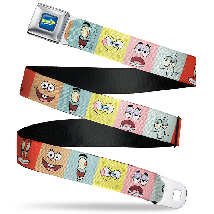 SpongeBob SquarePants Logo Full Color Blues Seatbelt Belt - SpongeBob SquarePants and Friends Expression Blocks Multi Color Webbing Seatbelt Belts Nickelodeon   