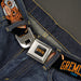 GREMLINS 1984 Title Logo Full Color Black/Blue/Orange Seatbelt Belt - GREMLINS 1984 Gizmo Face Close-Up Black Webbing Seatbelt Belts Warner Bros. Horror Movies   
