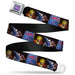 BEETLEJUICE Text Logo Full Color Purple/White Seatbelt Belt - Beetlejuice Graveyard Gargoyle Pose Black Webbing Seatbelt Belts Warner Bros. Horror Movies   