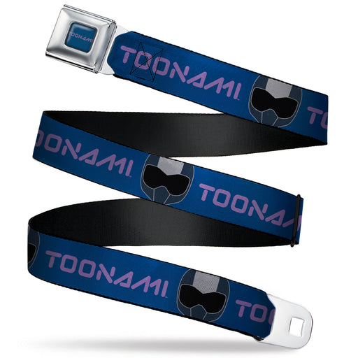 TOONAMI Title Logo Full Color Blue/Purple Seatbelt Belt - TOONAMI Title Logo and Robot TOM Head Blue/Purple/Grays Webbing Seatbelt Belts Warner Bros. Animation   