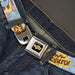 COW AND CHICKEN Title Logo Full Color Black Seatbelt Belt - COW AND CHICKEN Title Logo and Character Poses Blues Webbing Seatbelt Belts Warner Bros. Animation   