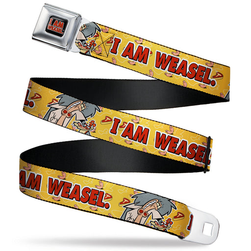 I AM WEASEL Title Logo Full Color Black/White/Red Seatbelt Belt - I AM WEASEL Title Logo with IM Weasel and IR Baboon Pose Yellows Webbing Seatbelt Belts Warner Bros. Animation   
