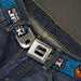 SAMURAI JACK Title Logo Full Color Black/White Seatbelt Belt - SAMURAI JACK Title Logo and Icons with Swirl Blues Webbing Seatbelt Belts Warner Bros. Animation   