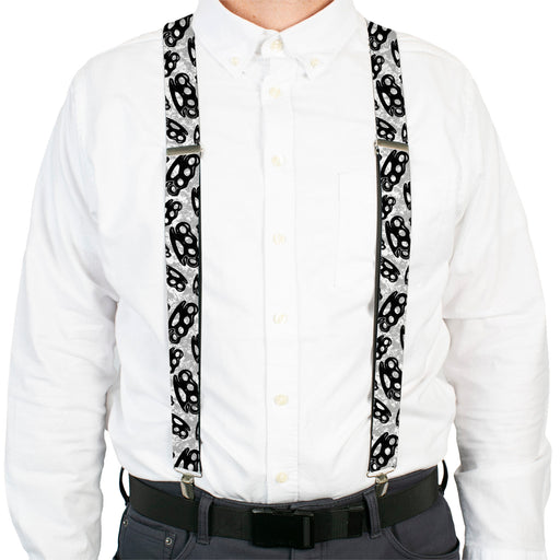 Suspenders - 1.5" - Brass Knuckles White/Gray/Black Suspenders Buckle-Down, Inc.