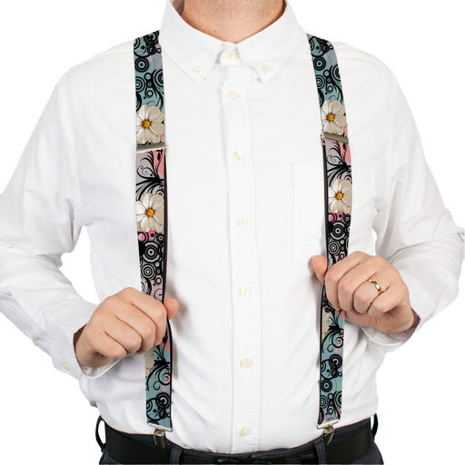 Suspenders - 1.5" - Flowers w/Filigree Pink Suspenders Buckle-Down, Inc.