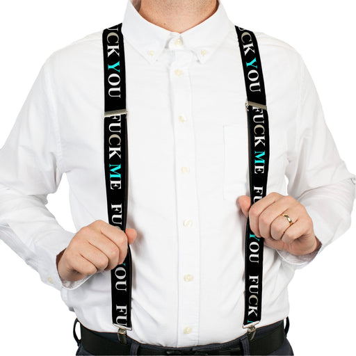 Suspenders - 1.5" - FUCK YOU/FUCK ME Black/White/Blue Suspenders Buckle-Down, Inc.