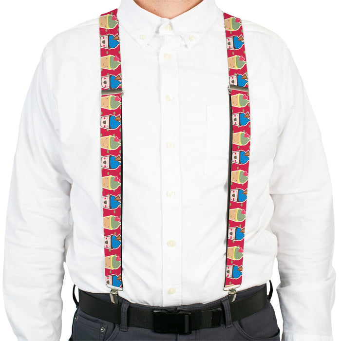 Suspenders - 1.5" - Happy Cupcakes/Dots Pink/Green Suspenders Buckle-Down, Inc.