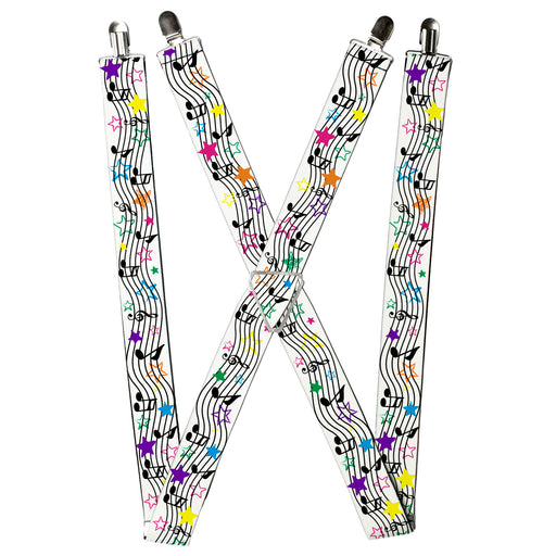 Suspenders - 1.5" - Music Notes Stars White/Black/Multi Color Suspenders Buckle-Down, Inc.