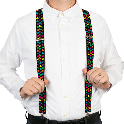 Suspenders - 1.5" - Paw Print Black/Multi Color Suspenders Buckle-Down, Inc.