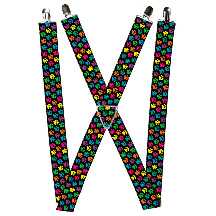 Suspenders - 1.5" - Paw Print Black/Multi Color Suspenders Buckle-Down, Inc.