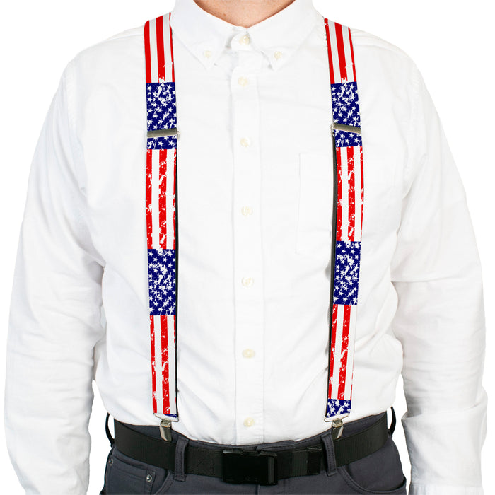 Suspenders - 1.5" - United States Flags CLOSE-UP Weathered Suspenders Buckle-Down, Inc.