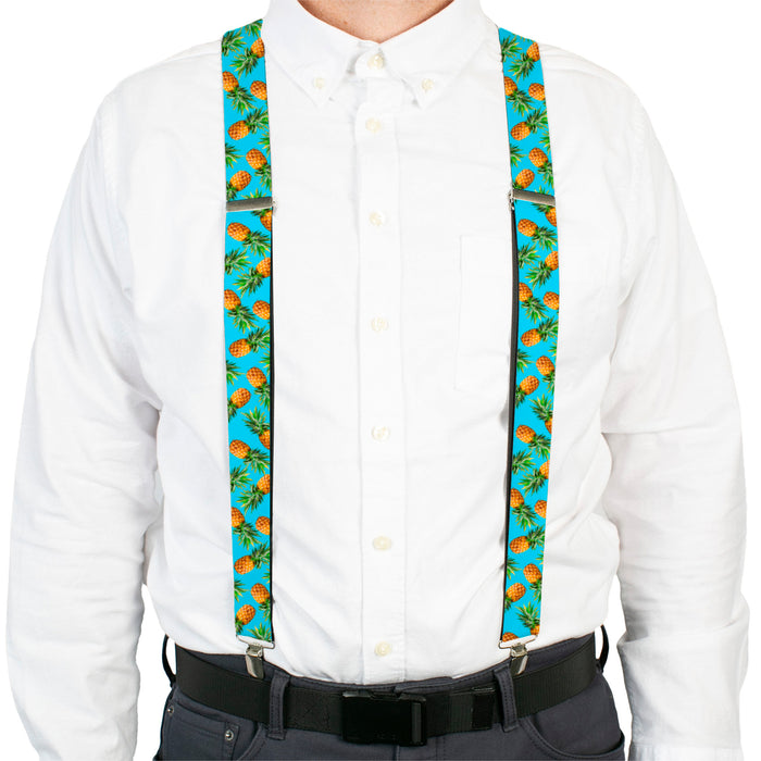 Suspenders - 1.5" - Vivid Pineapples Scattered Blue Suspenders Buckle-Down, Inc.