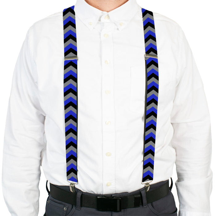 Suspenders - 1.5" - Chevron Blue/Black/Gray Suspenders Buckle-Down, Inc.