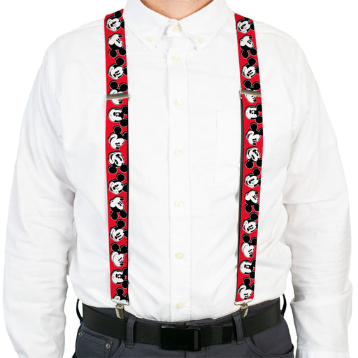 Suspenders - 1.5" - Mickey Mouse Expressions Red/Black/White Suspenders Disney