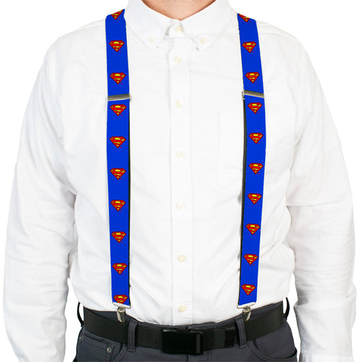 Suspenders - 1.5" - Superman Shield Blue Suspenders DC Comics