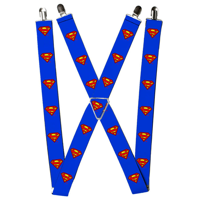 Suspenders - 1.5" - Superman Shield Blue Suspenders DC Comics