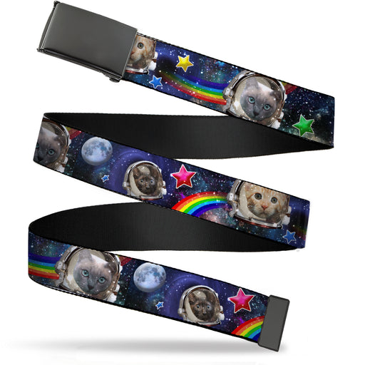 Black Buckle Web Belt - Astronaut Cats in Space/Rainbows/Stars Webbing Web Belts Buckle-Down   