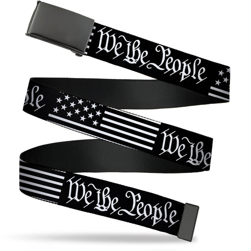 Web Belt Blank Black Buckle - Americana Flag/WE THE PEOPLE Black/White Webbing Web Belts Buckle-Down   