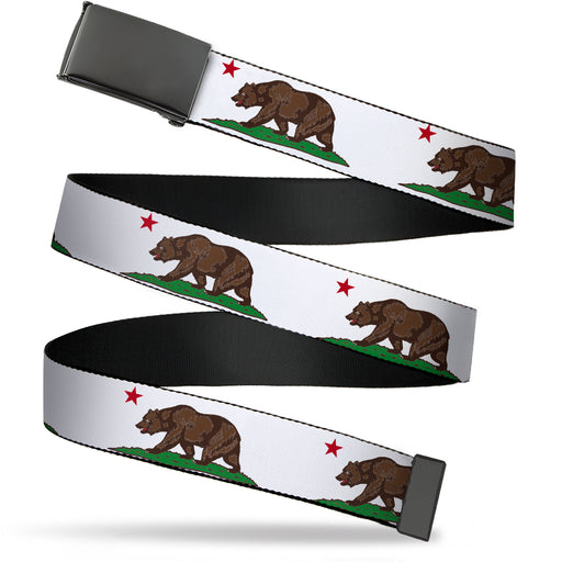 Web Belt Blank Black Buckle - Cali Bear White Webbing Web Belts Buckle-Down   