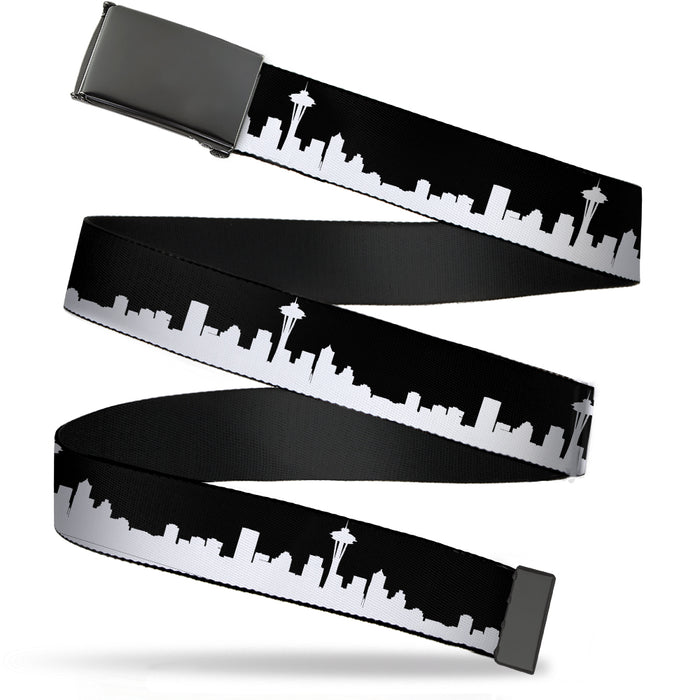 Web Belt Blank Black Buckle - Seattle Solid Skyline Black/White Webbing Web Belts Buckle-Down   