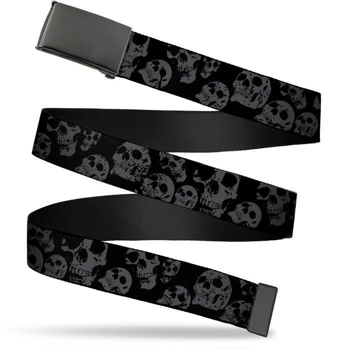 Web Belt Blank Black Buckle - Skulls Stacked Weathered Black/Gray Webbing Web Belts Buckle-Down   