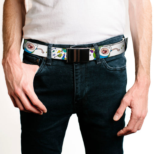 Web Belt Blank Black Buckle - Adventure Time Jake and Finn Open Pack Pose White Webbing Web Belts Cartoon Network   