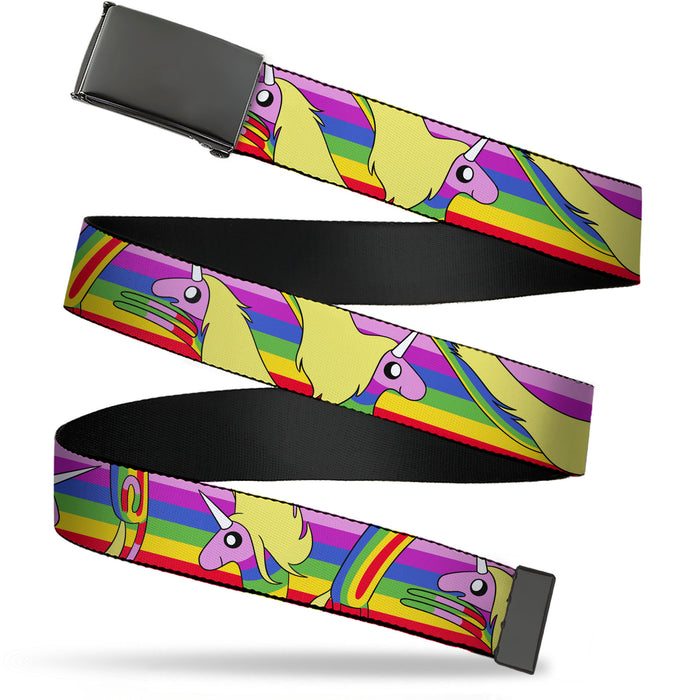 Web Belt Blank Black Buckle - Adventure Time Lady Raincorn Poses Stripe Rainbow Webbing Web Belts Cartoon Network   