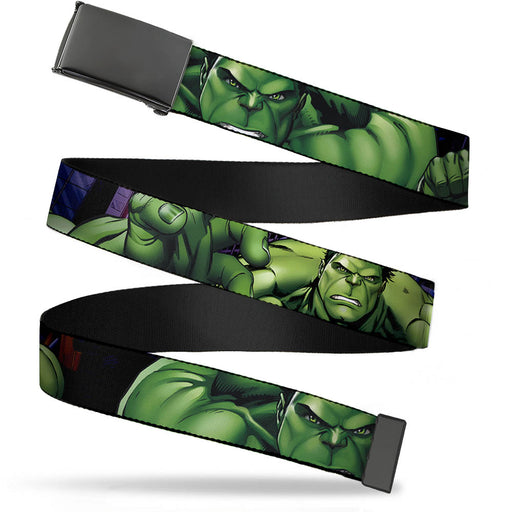 Black Buckle Web Belt - Marvel Hulk CLOSE-UP Poses Webbing Web Belts Marvel Comics   