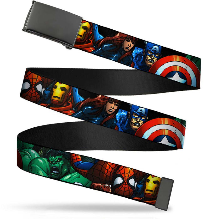 Black Buckle Web Belt - Marvel Universe Superheroes Stacked Webbing Web Belts Marvel Comics   