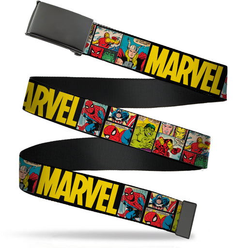 Black Buckle Web Belt - MARVEL/Retro Comic Panels Black/Yellow Webbing Web Belts Marvel Comics   