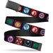 Black Buckle Web Belt - Avengers 8-Icon Blocks Black/Multi Color Webbing Web Belts Marvel Comics   