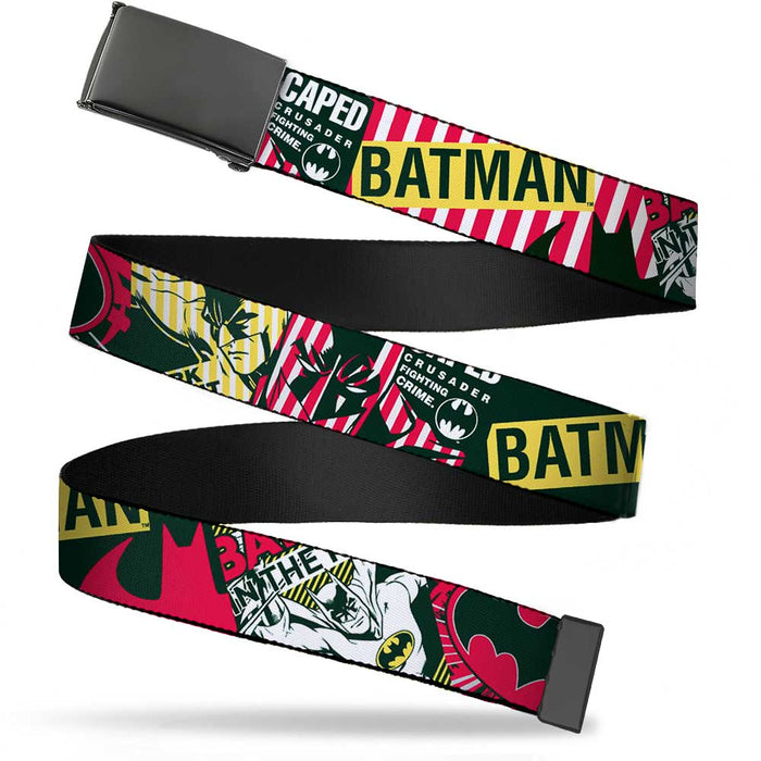 Black Buckle Web Belt - Batman Caped Crusader Webbing Web Belts DC Comics   