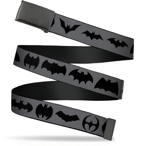 Web Belt Blank Black Buckle - Bat Logo Transitions Gray/Black Webbing Web Belts DC Comics   