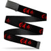Black Buckle Web Belt - Bat Logo/Harley Quinn Diamonds Black/Red Webbing Web Belts DC Comics   