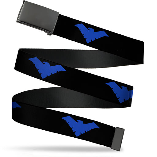 Web Belt Blank Black Buckle - Nightwing Logo Black/Blue Webbing Web Belts DC Comics   