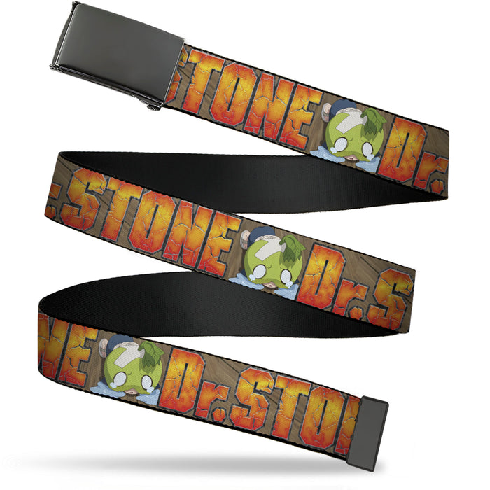 Web Belt Blank Black Buckle - DR. STONE Title Logo and Suika Crying Pose Browns Webbing Web Belts Crunchyroll   