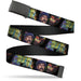 Black Buckle Web Belt - CHEECH & CHONG Faces Smokey Tie Dye Black/Yellow/Multi Color Webbing Web Belts Cheech & Chong   